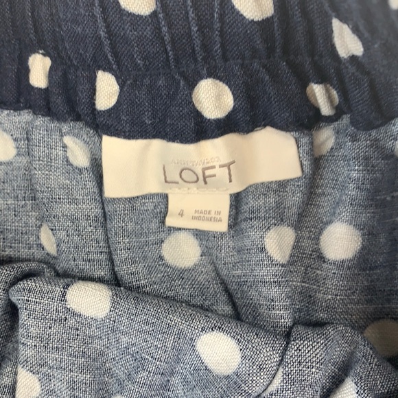 EUC Loft navy blue white polka dot mini skirt  sz 4   W/ pockets elastic waist. - Picture 8 of 13